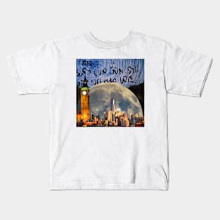 Cosmic Cities: A Surreal Collage Kids T-Shirt